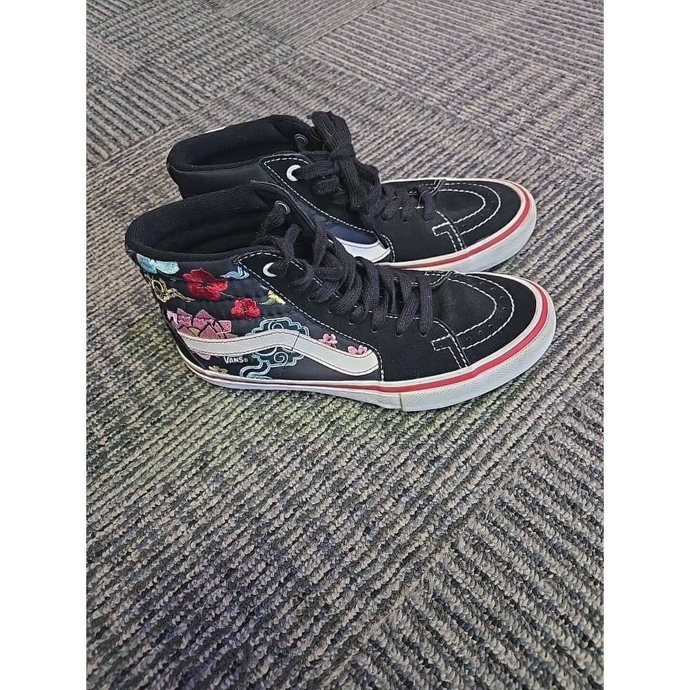 Vans Sk8-Hi Floral Embroidered High Top Sneakers Shoes 4.5/6.5 Skater